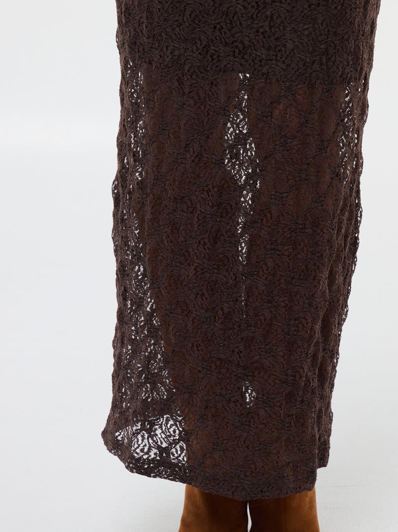 Jupe longue en dentelle Marron - Kiabi