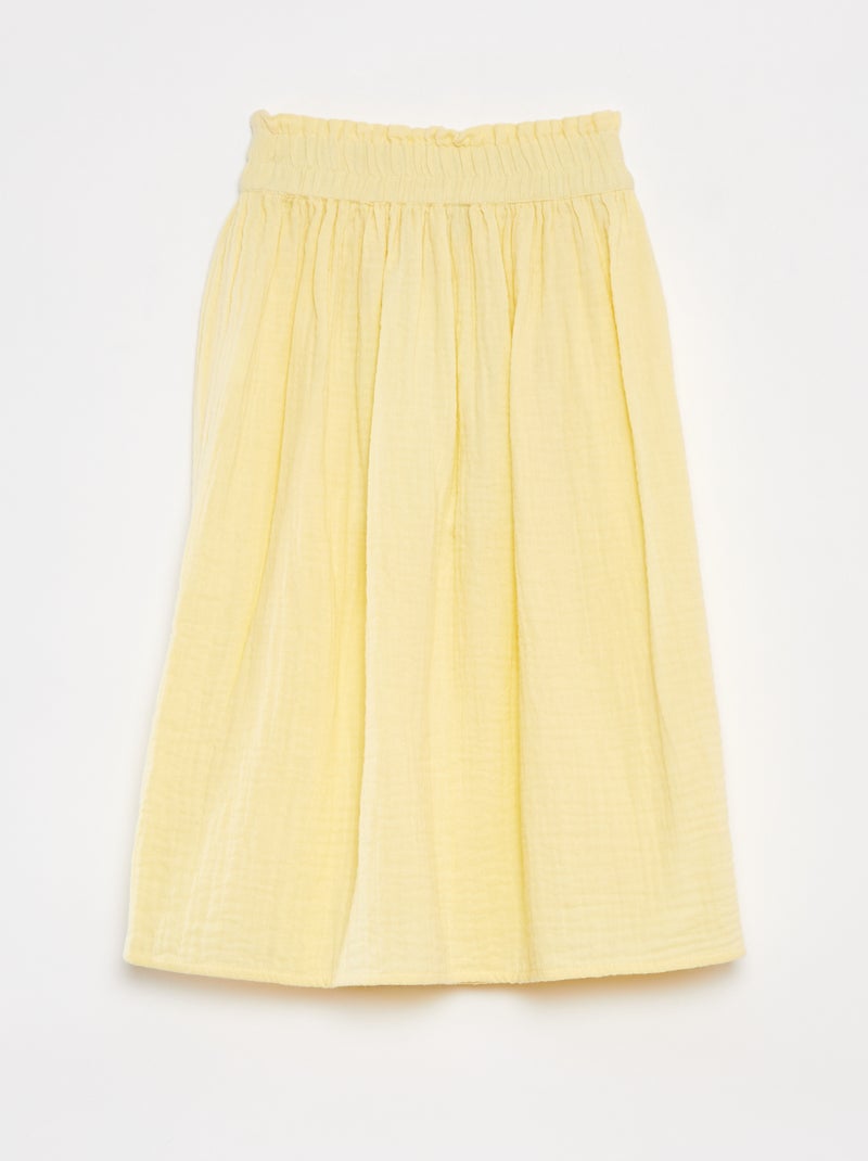 Jupe longue en gaze de coton JAUNE - Kiabi