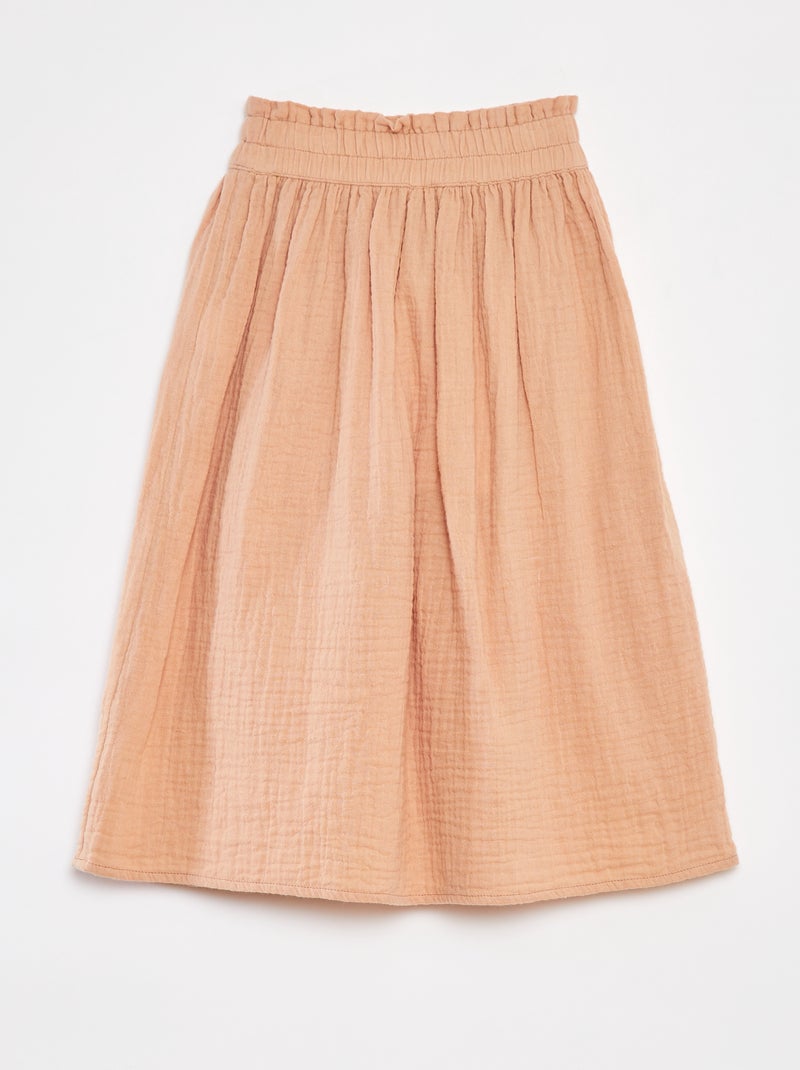 Jupe longue en gaze de coton ROSE - Kiabi