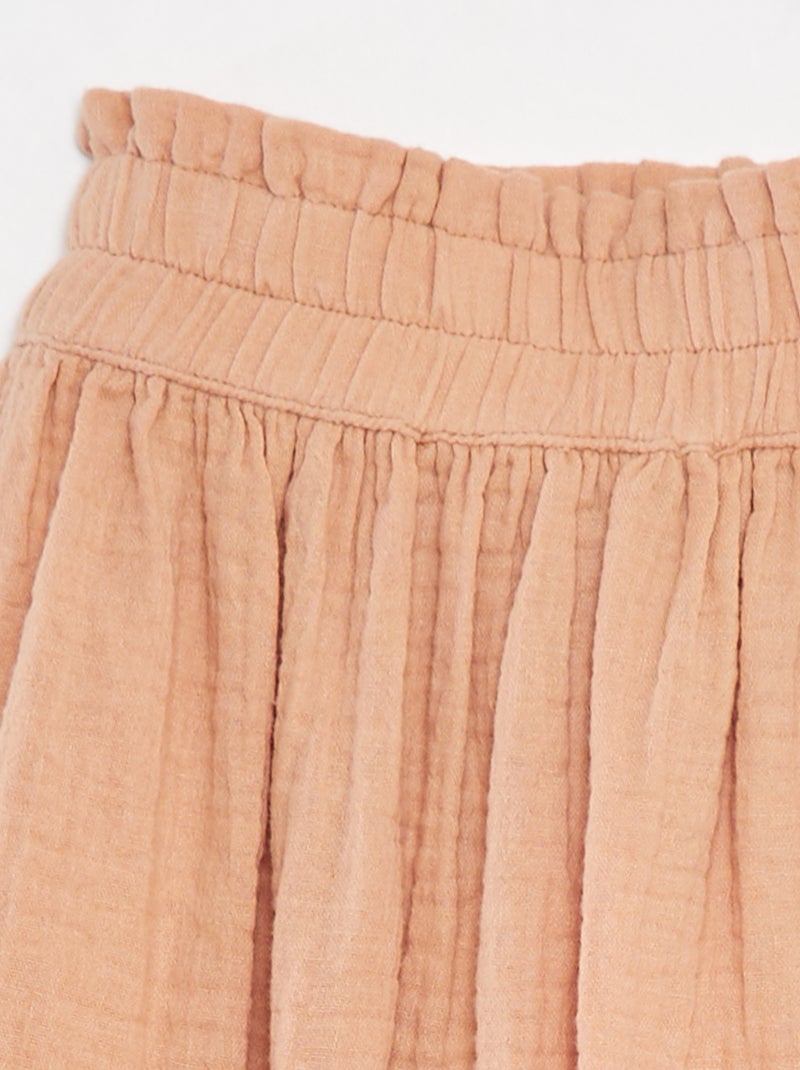 Jupe longue en gaze de coton ROSE - Kiabi