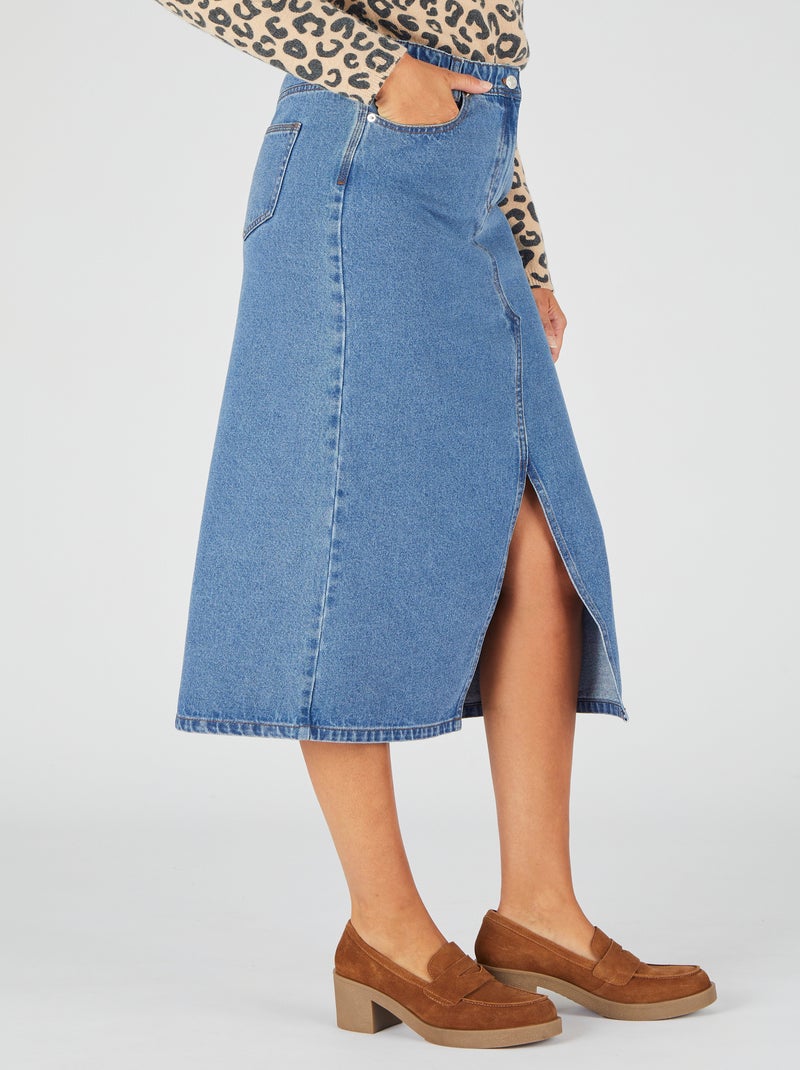 Jupe longue en jean - Damart Bleu clair - Kiabi