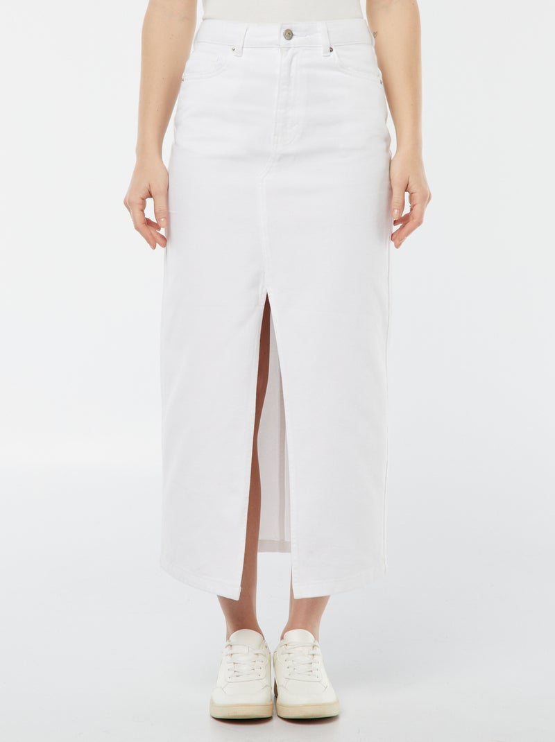 Jupe longue en jean Blanc - Kiabi