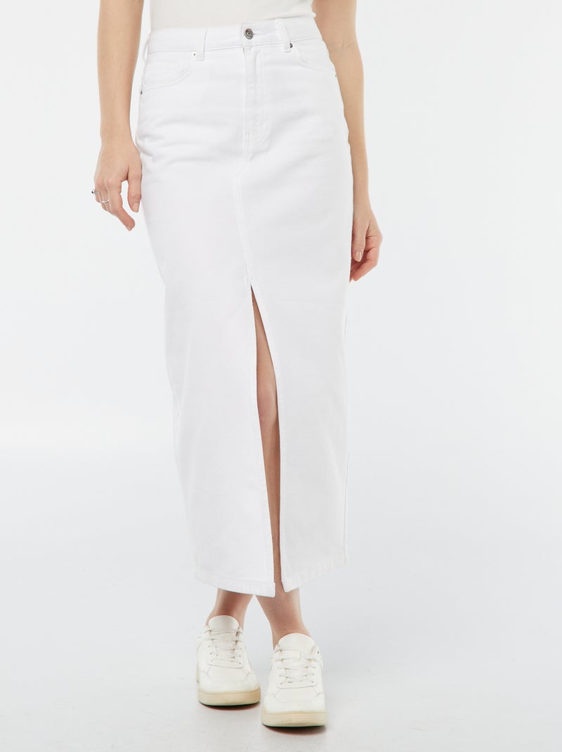 Jupe longue en jean Blanc - Kiabi