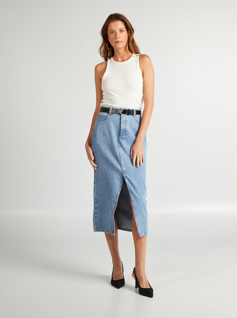 Jupe longue en jean BLEU - Kiabi