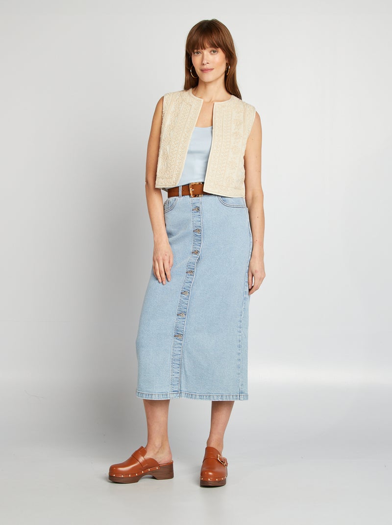 Jupe longue en jean Bleu - Kiabi