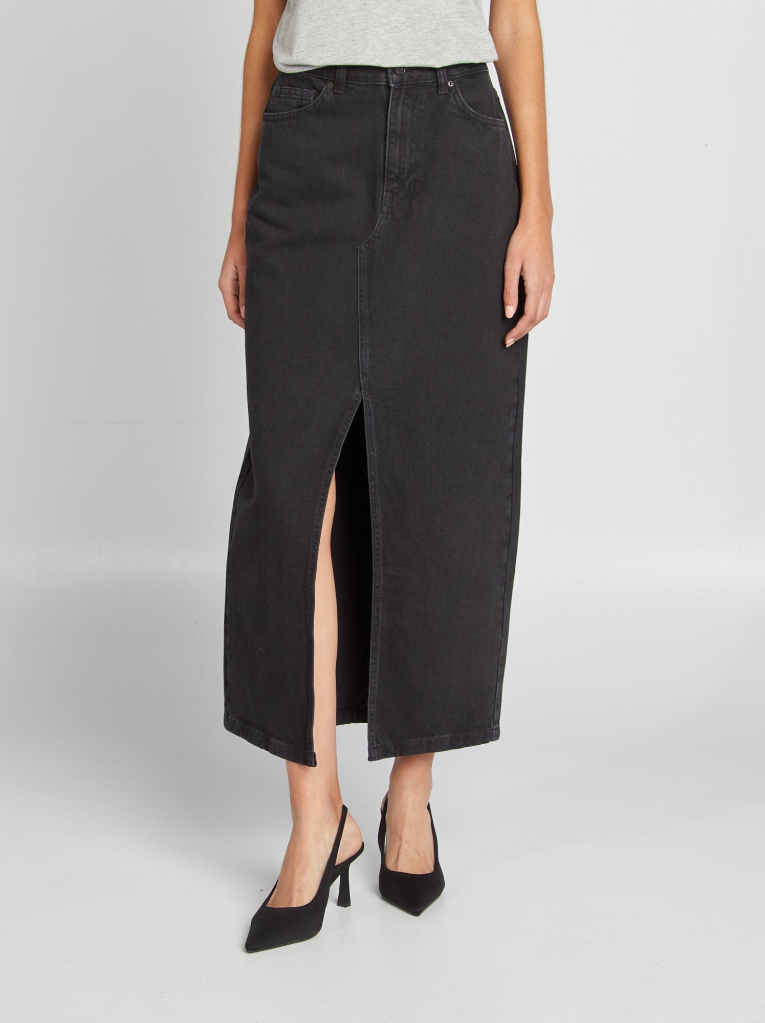 Jupe Longue En Jean Taille Haute Femme - Coupe Classique Décontractée - Denim Vintage Avec élastique - 86,4 Cm - 2