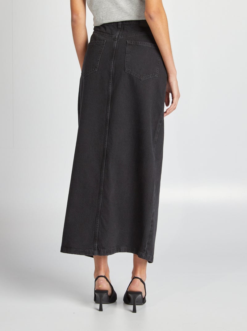 Jupe longue en jean Noir - Kiabi