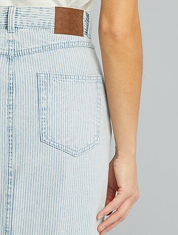 Jupe Balançoire Marks And Spencer - Rayée Gris - Taille 10 - Femme - Viscose - Occasion