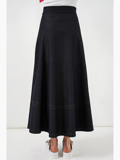 Jupe longue en jean taille haute trapèze avec poches bdart - Kiabi Jupe longue en jean taille haute trapèze avec poches bdart - Kiabi