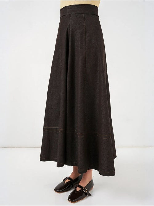 Jupe longue en jean taille haute trapèze avec poches bdart - Kiabi Jupe longue en jean taille haute trapèze avec poches bdart - Kiabi