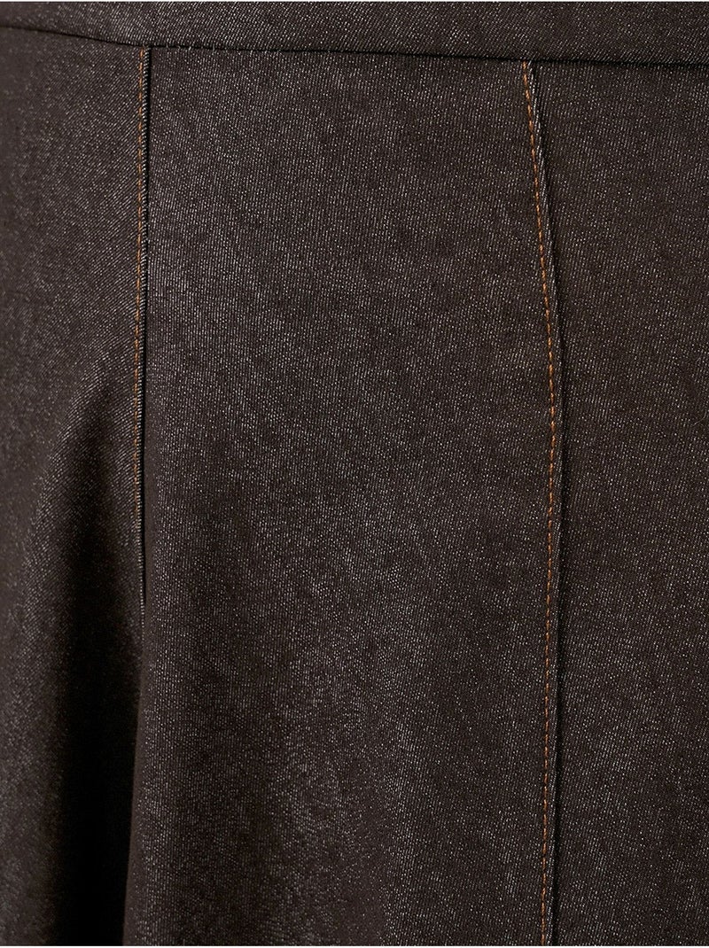 Jupe longue en jean taille haute trapèze avec poches bdart Marron chocolat - Kiabi