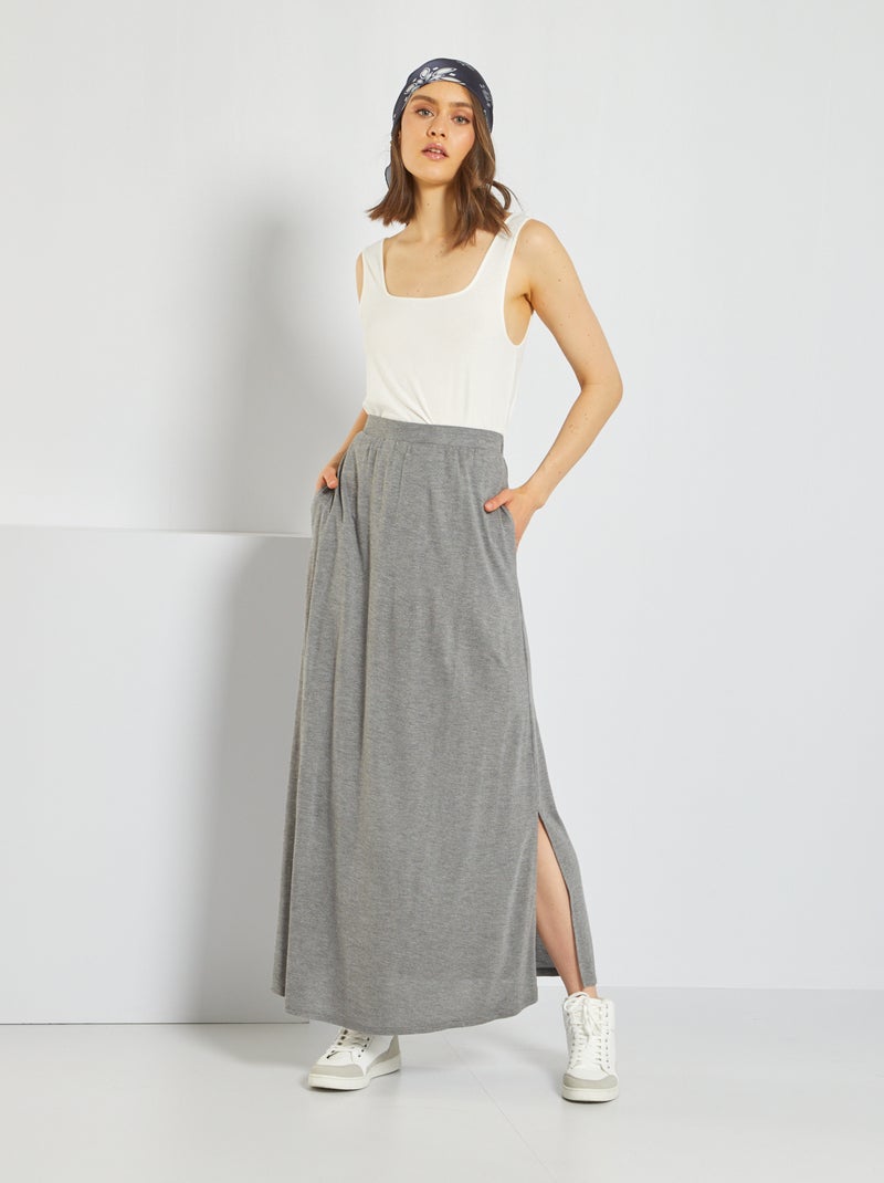Jupe longue en maille Gris - Kiabi