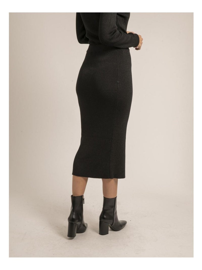 Jupe longue en maille XOTELLE Noir - Kiabi