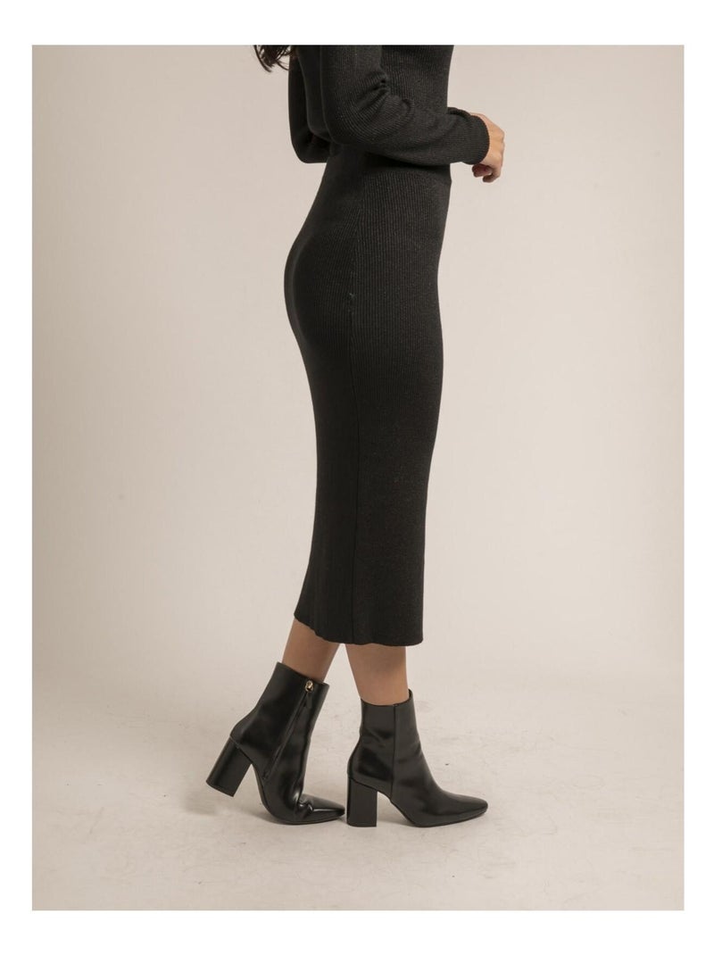 Jupe longue en maille XOTELLE Noir - Kiabi