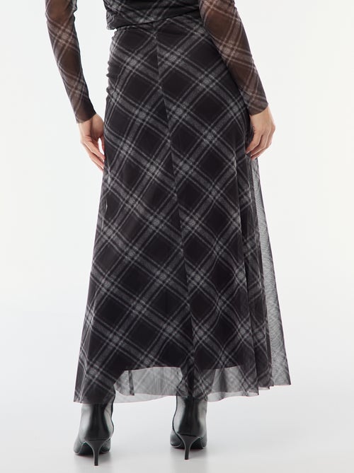 Jupe longue en mesh à carreaux - Kiabi