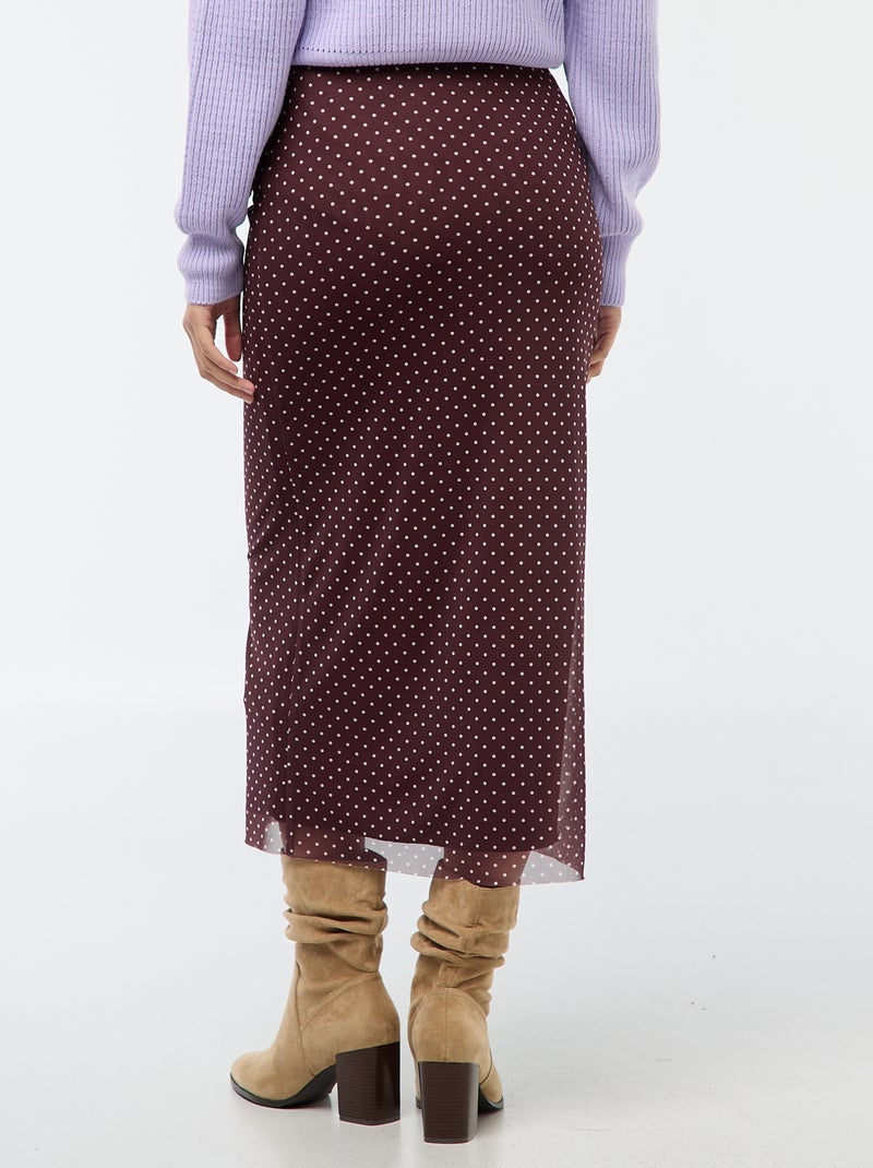 Jupe longue en mesh à pois Marron - Kiabi