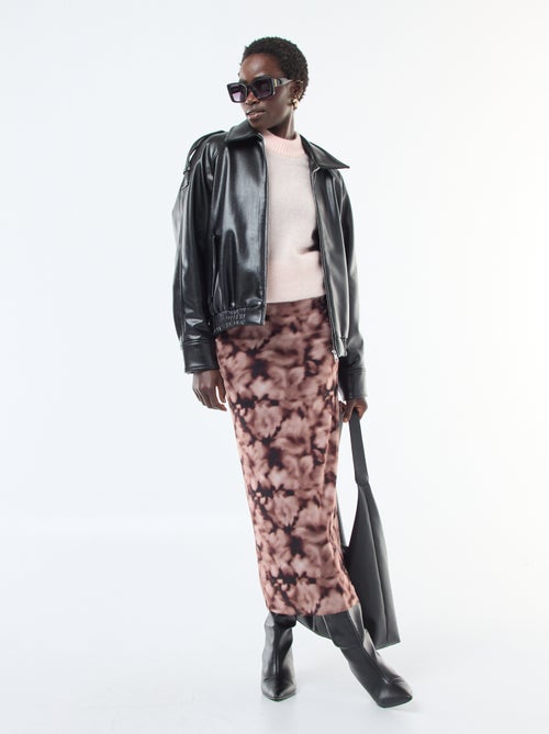 Jupe longue en mesh fleuris - Kiabi