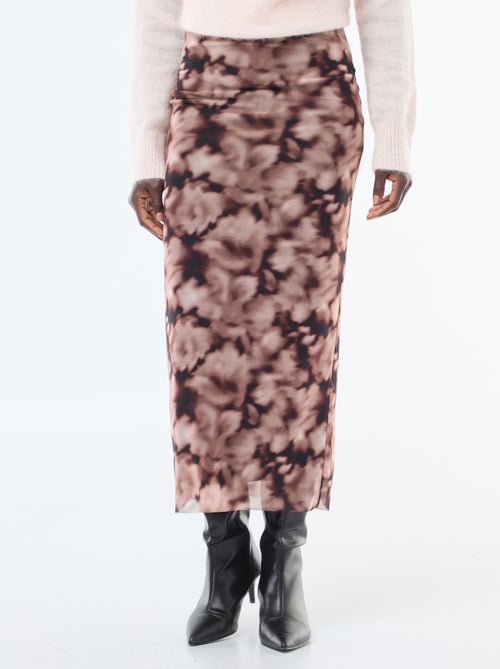Jupe longue en mesh fleuris - Kiabi