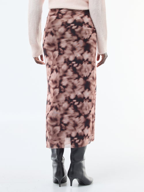 Jupe longue en mesh fleuris - Kiabi