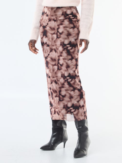 Jupe longue en mesh fleuris - Kiabi