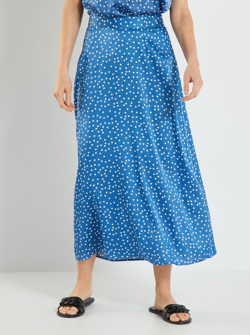 Jupe longue en satin Bleu - Kiabi