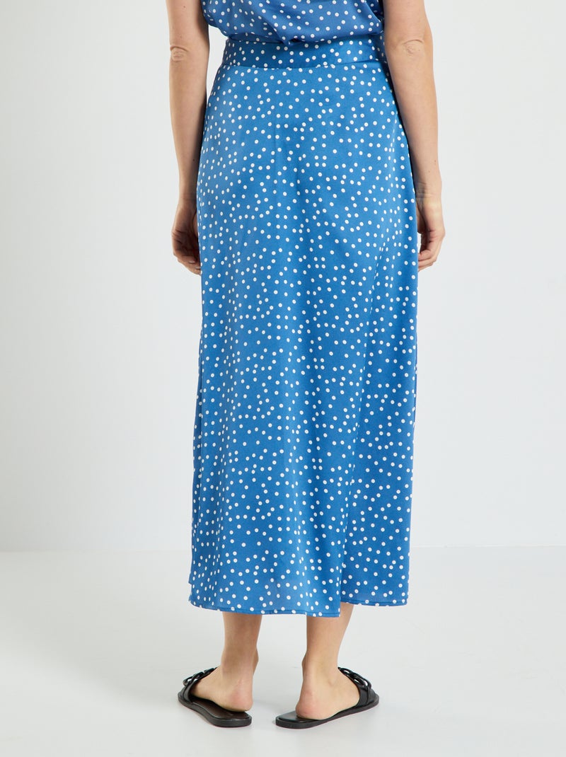 Jupe longue en satin Bleu - Kiabi