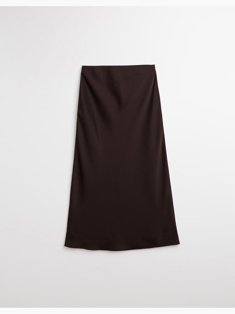 Jupe longue en satin, MO Fashion Marron - Kiabi