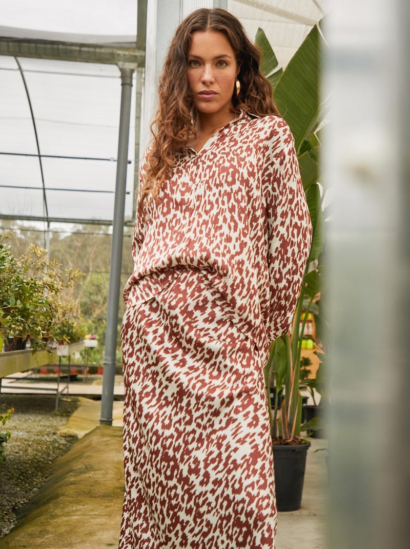 Jupe longue en satin MO Fashion Rouge - Kiabi