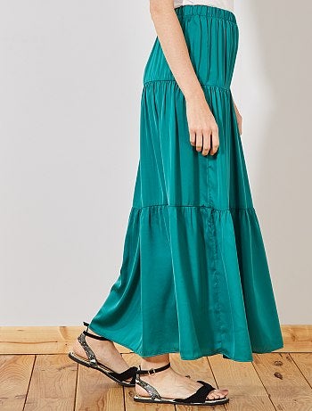 Jupe longue en satin - Kiabi