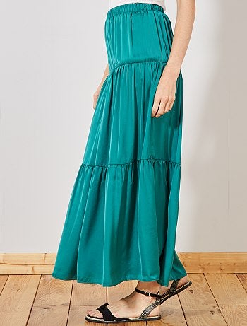 Jupe longue en satin - Kiabi