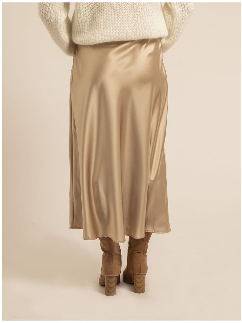 Jupe longue en satin XABATIA Beige - Kiabi