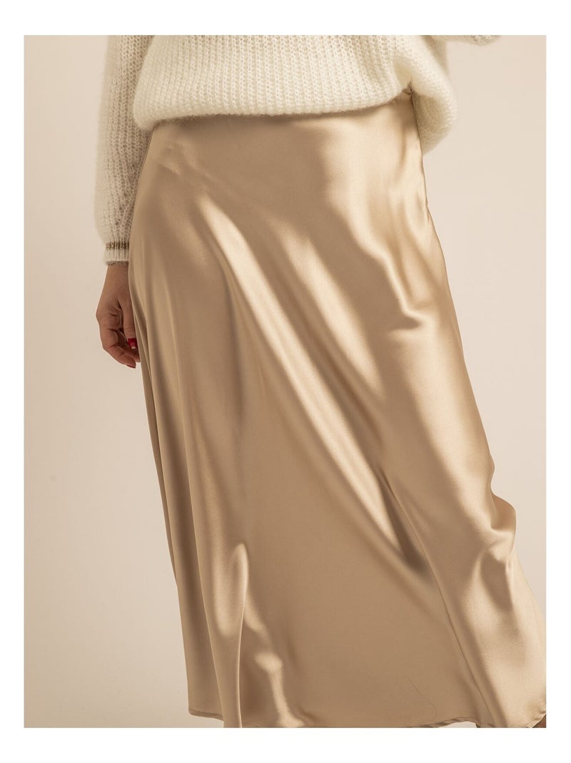 Jupe longue en satin XABATIA Beige - Kiabi