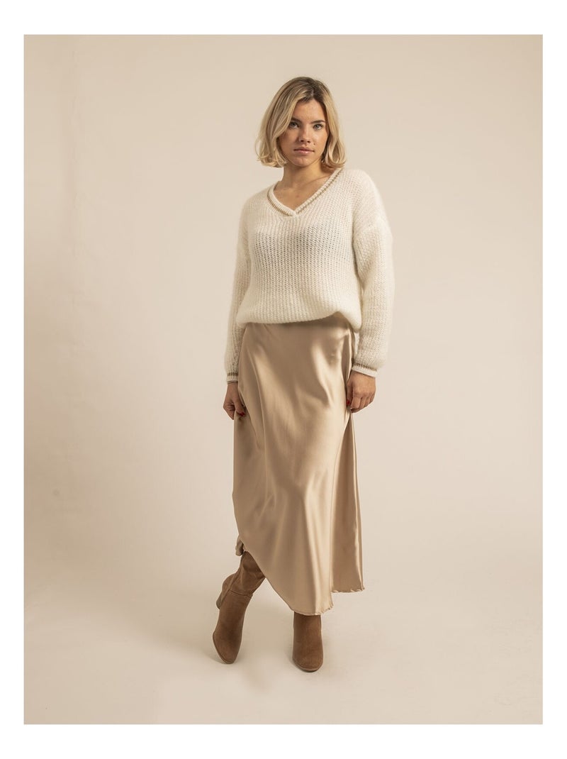 Jupe longue en satin XABATIA Beige - Kiabi