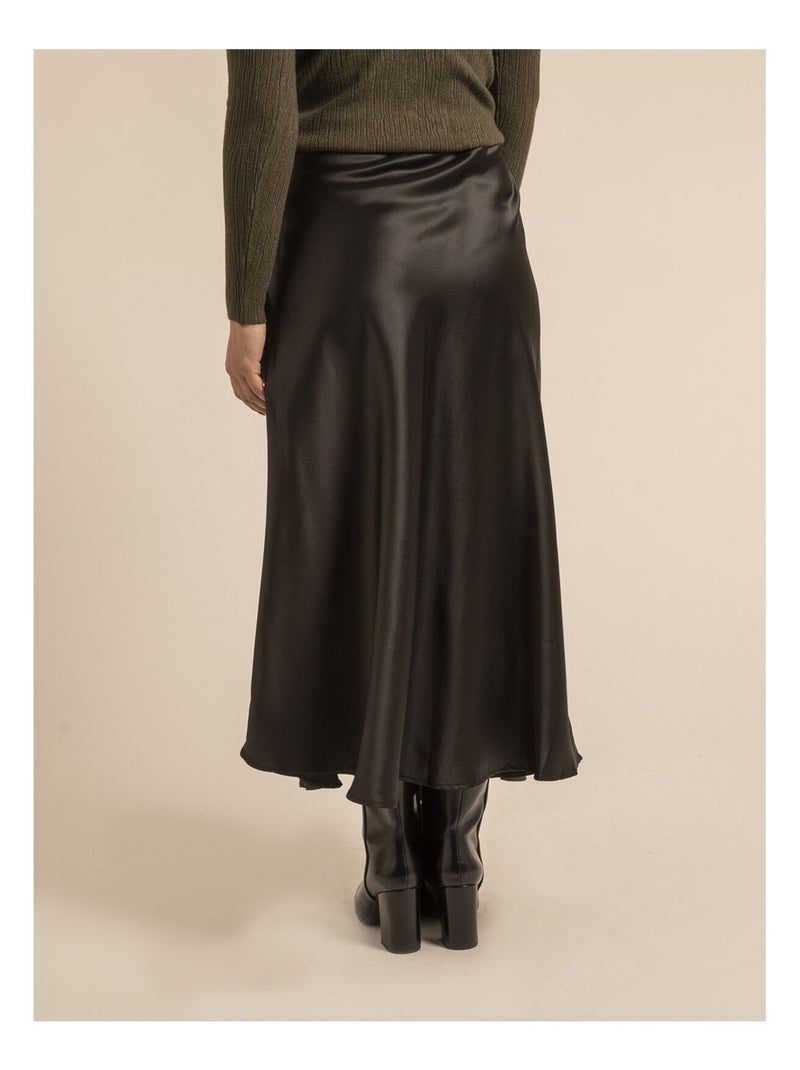 Jupe longue en satin XABATIA Noir - Kiabi
