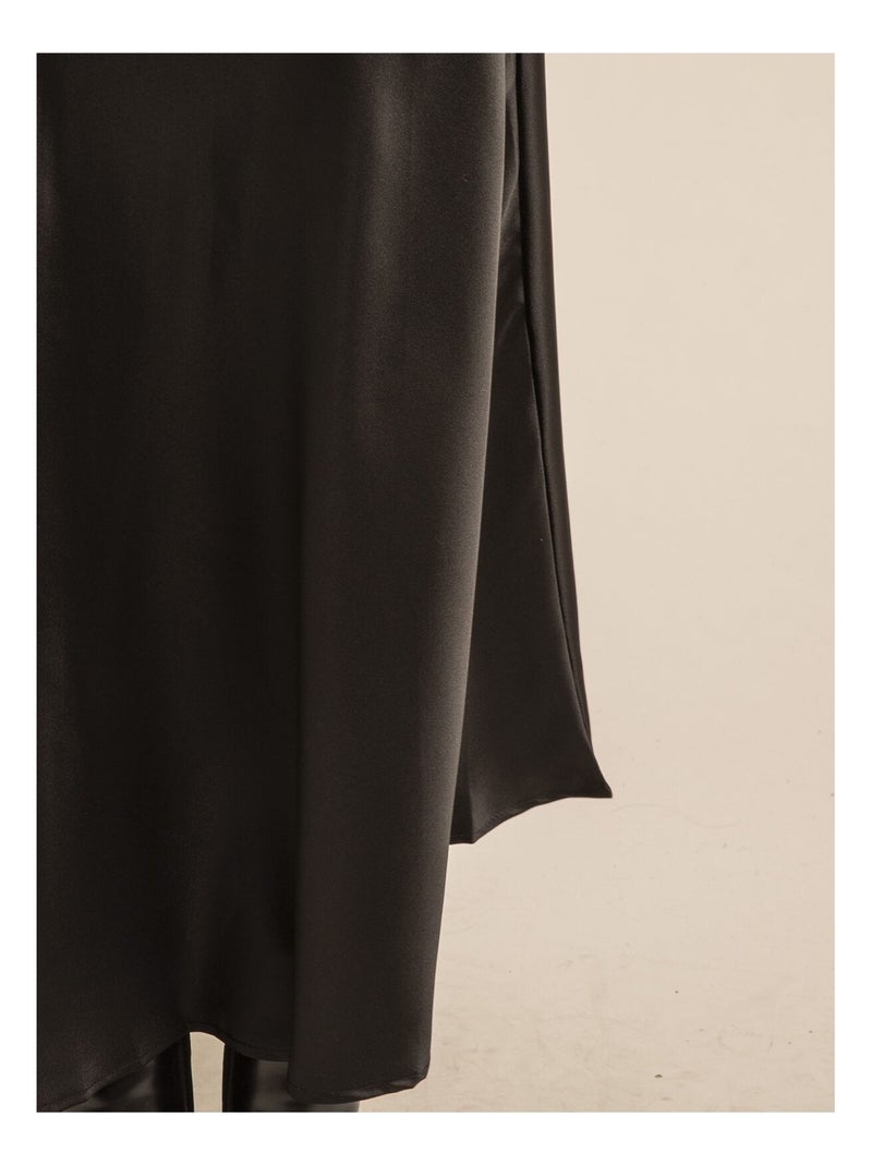 Jupe longue en satin XABATIA Noir - Kiabi