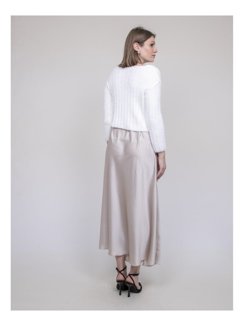 Jupe longue en satin XALPA Beige - Kiabi