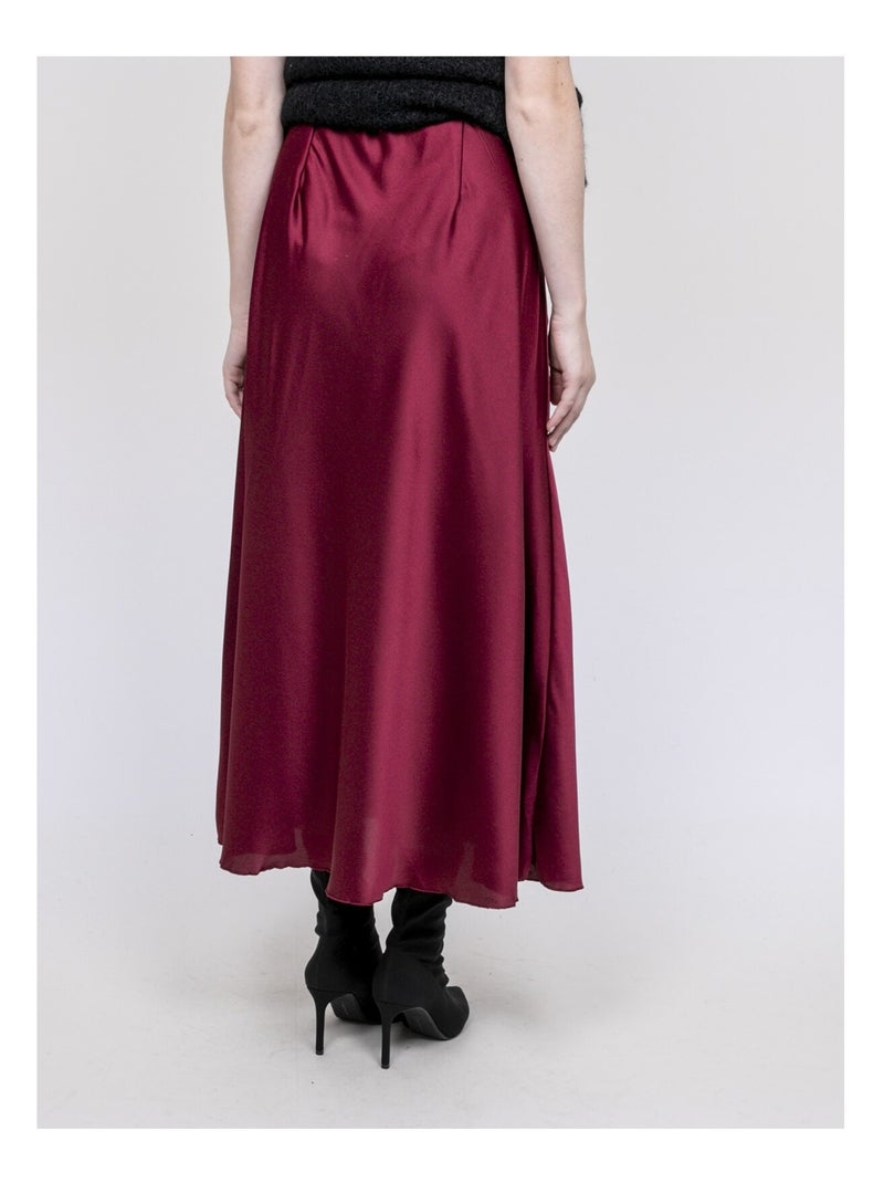 Jupe longue en satin XALPA Bordeaux - Kiabi
