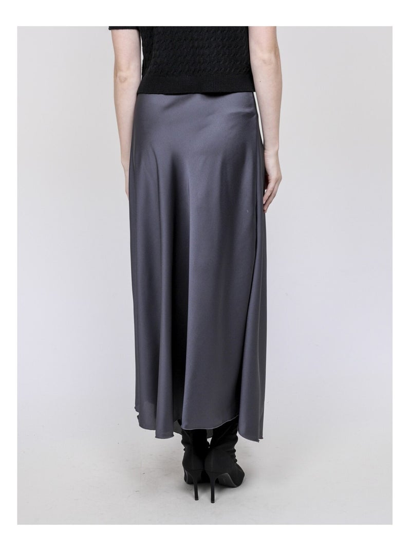 Jupe longue en satin XALPA Gris - Kiabi