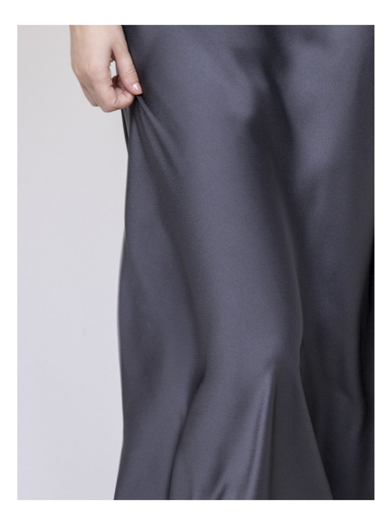 Jupe longue en satin XALPA Gris - Kiabi