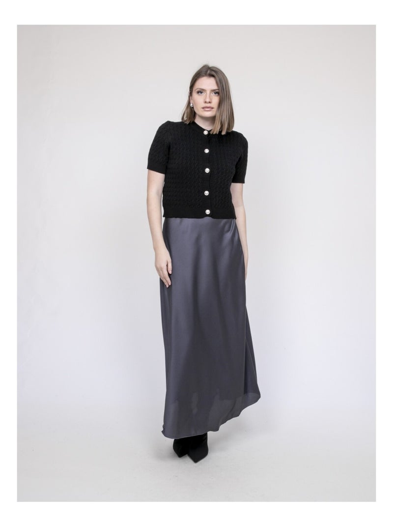 Maxi Jupe Longue Alexon Satin Gris - Taille 18 - élégante, Occasion Parfait état