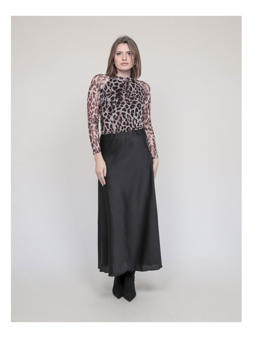 Jupe longue en satin XALPA - Kiabi