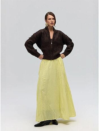 Jupe longue en seersucker taille haute mai