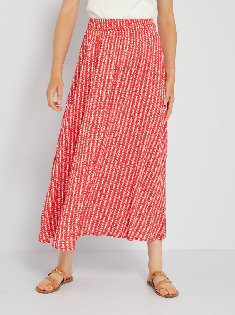 Jupe longue en tissu gaufrée Rouge - Kiabi