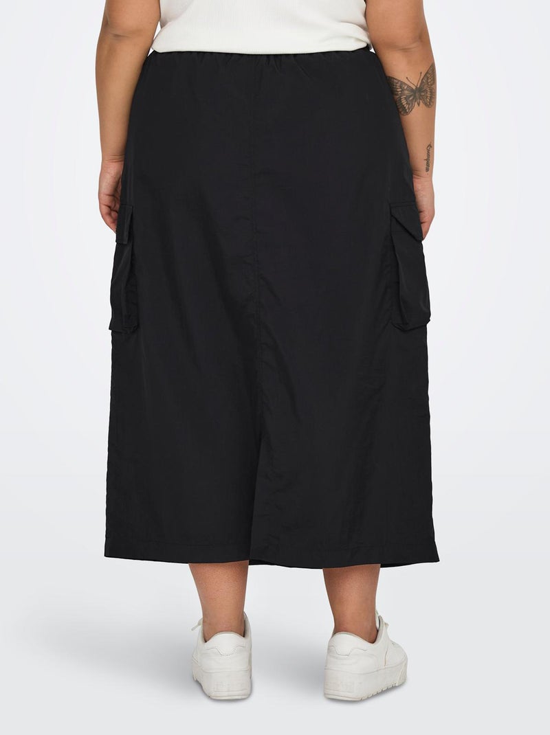 Jupe longue en toile parachute 'Only Carmakoma' noir - Kiabi