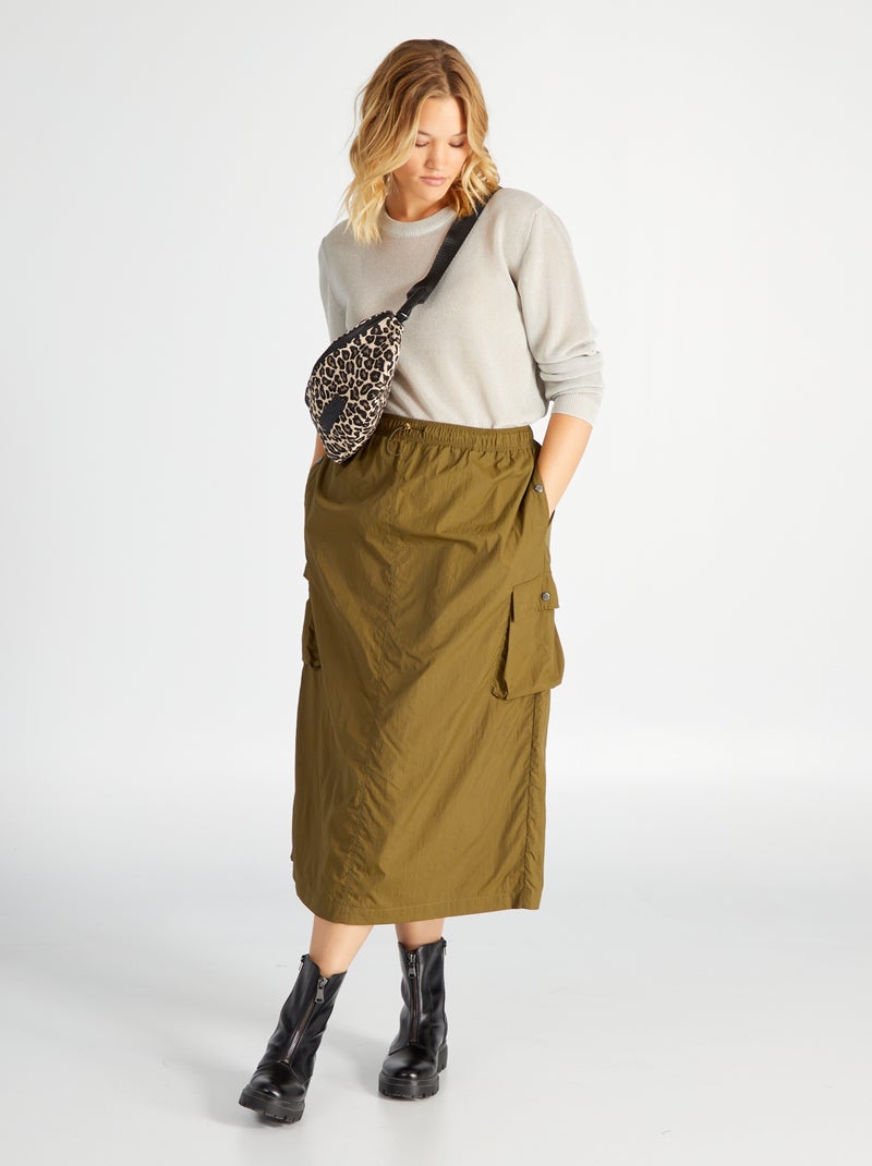 Jupe longue en toile parachute 'Only Carmakoma' Vert - Kiabi