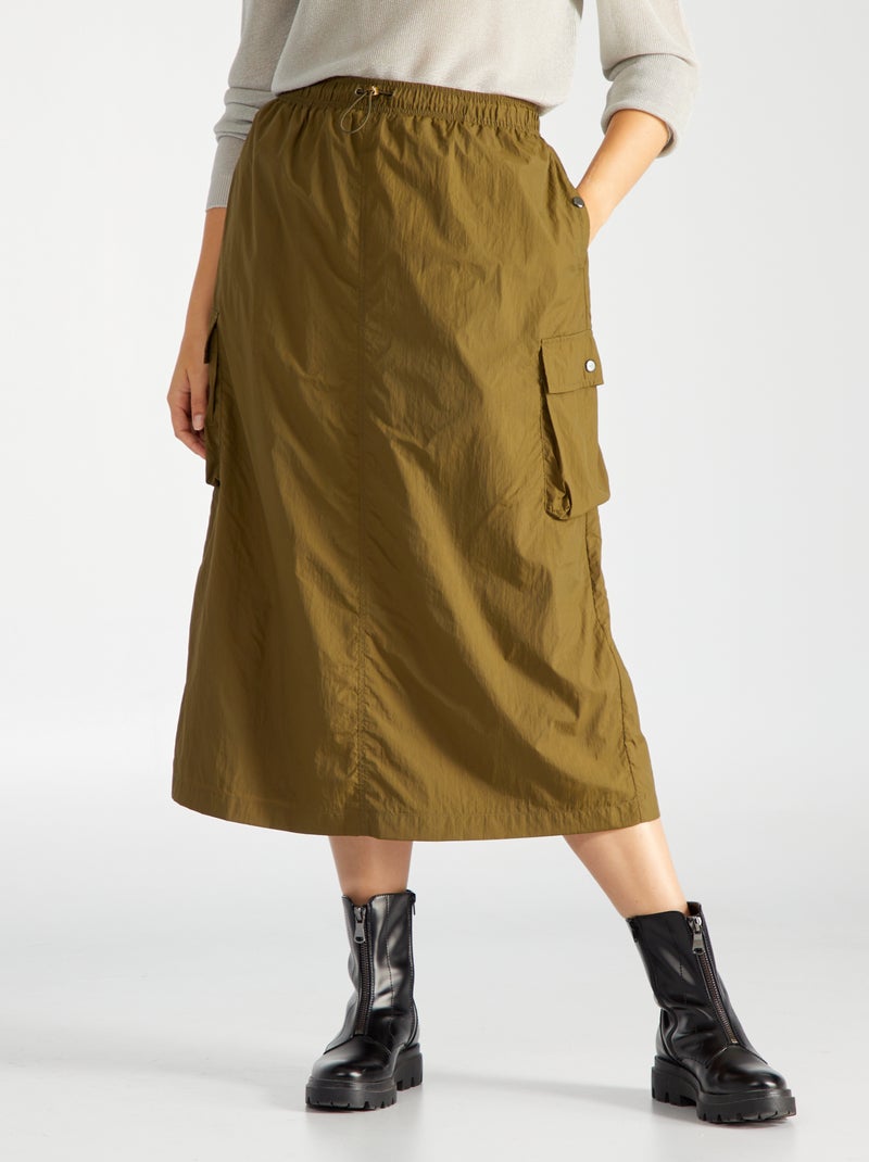 Jupe longue en toile parachute 'Only Carmakoma' Vert - Kiabi