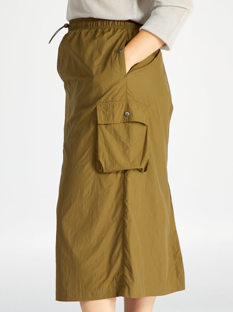 Jupe longue en toile parachute 'Only Carmakoma' Vert - Kiabi