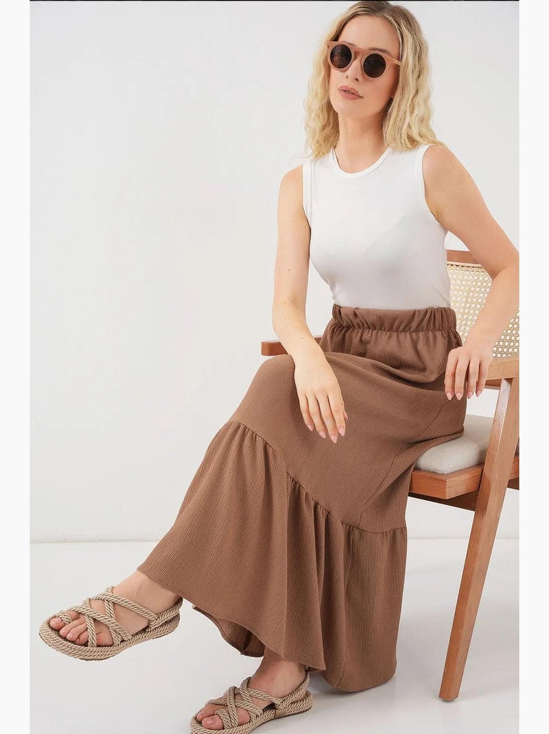 Jupe longue en tricot bdart Camel - Kiabi