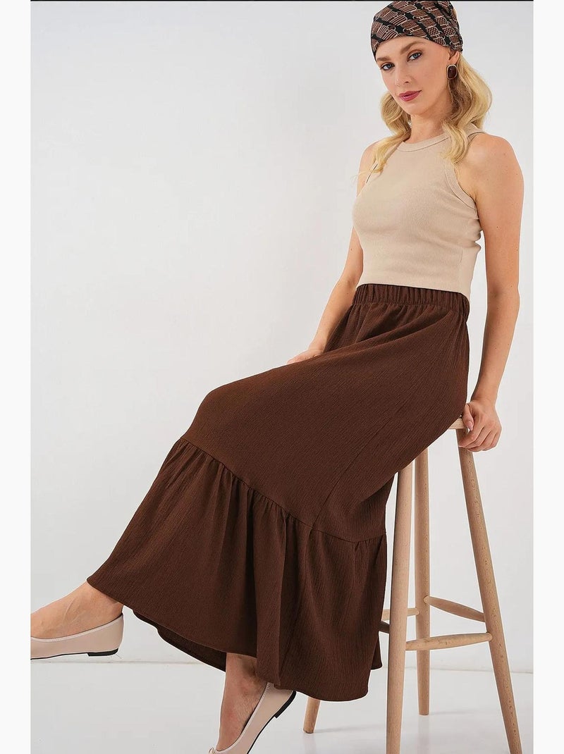 Jupe longue en tricot bdart Marron - Kiabi