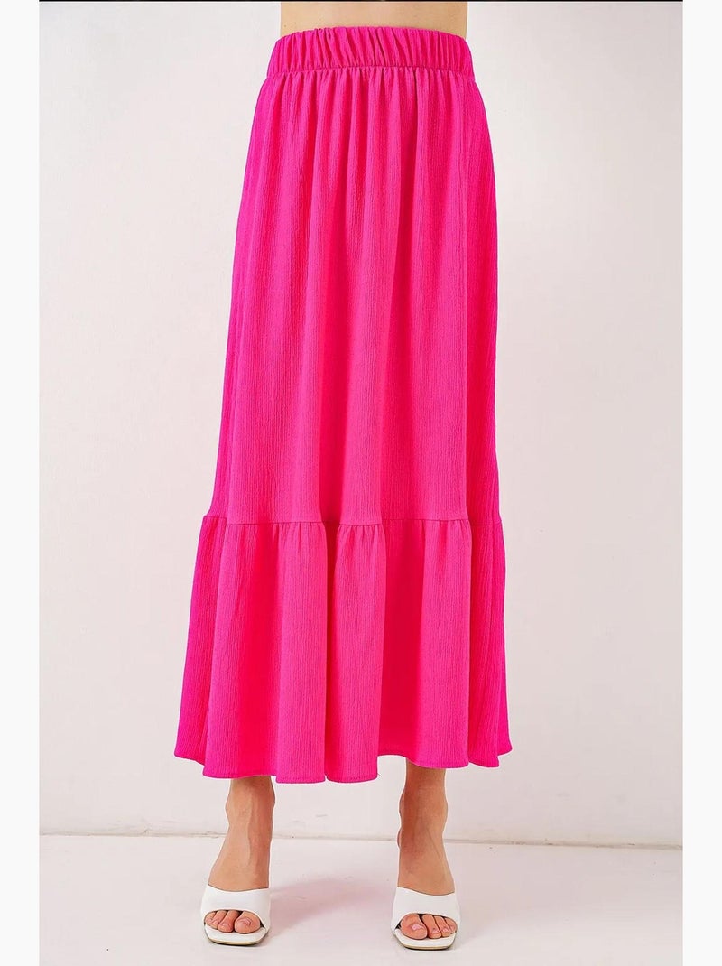 Jupe longue en tricot bdart Rose fluo/Solinotes - Kiabi